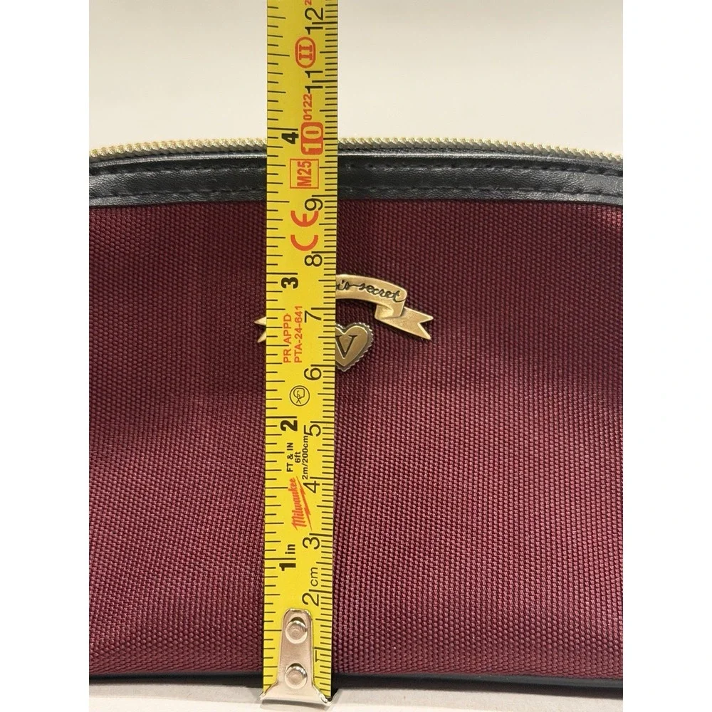 Victoria's Secret Small Maroon/Gold Travel Makeup Bag Case Cosmetic Bag  8